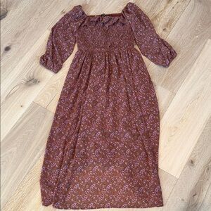 Code X Mode Brown Floral Long Sleeve Dress